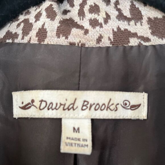 David Brooks leopard print long sleeved cardigan/blouse, wide ties, snaps, Med - Picture 3 of 11